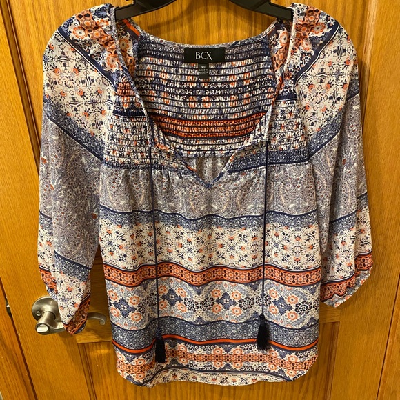 Paisley Chiffon Peasant Top - Picture 1 of 2